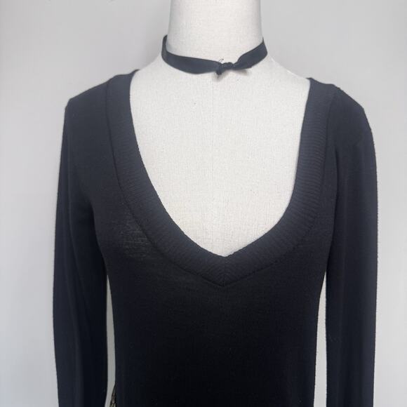 Vintage Y2K Black Cardigan Belt Loops New Wave Emo Scene Goth Indie Glam Witch L - Picture 2 of 6